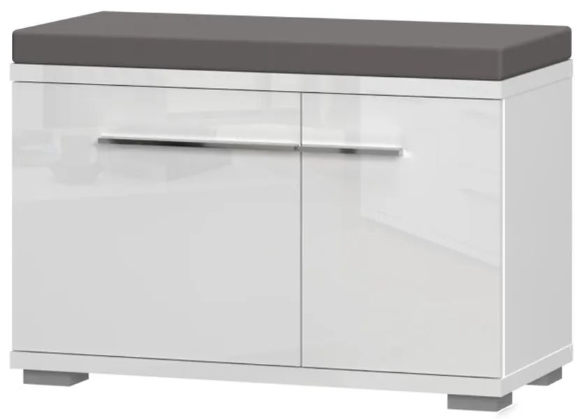 Skrinka na topánky Piano K2 lakovaná biely lesk