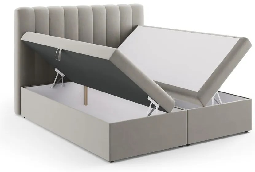 Sivá boxspring posteľ s úložným priestorom 180x200 cm Gina – Milo Casa