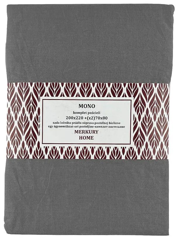 Obliečky Mono bavlna tmavošedá 220x200 + (2) 70x80 Merkury Home