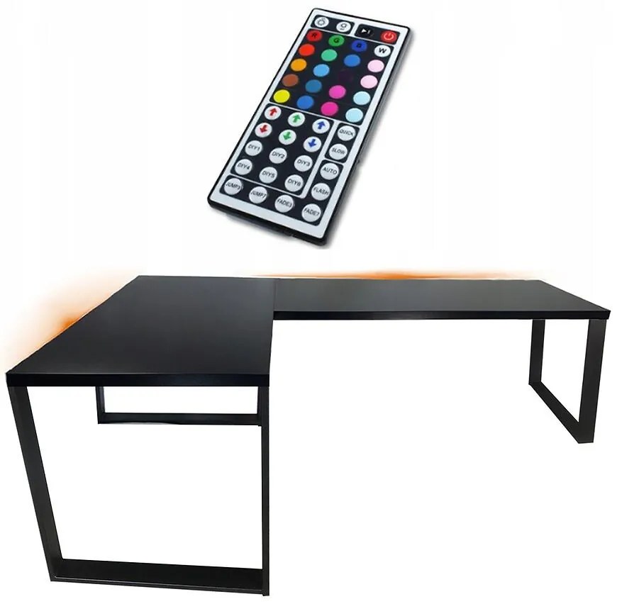 Písací Stôl Roh. Loft Low Čierna 180x120x2,8 Model 1