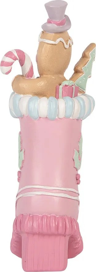 Vianočné dekorácie figúrka ružová topánka s perníčkom Pastel Christmas Chic – 13*9*22 cm