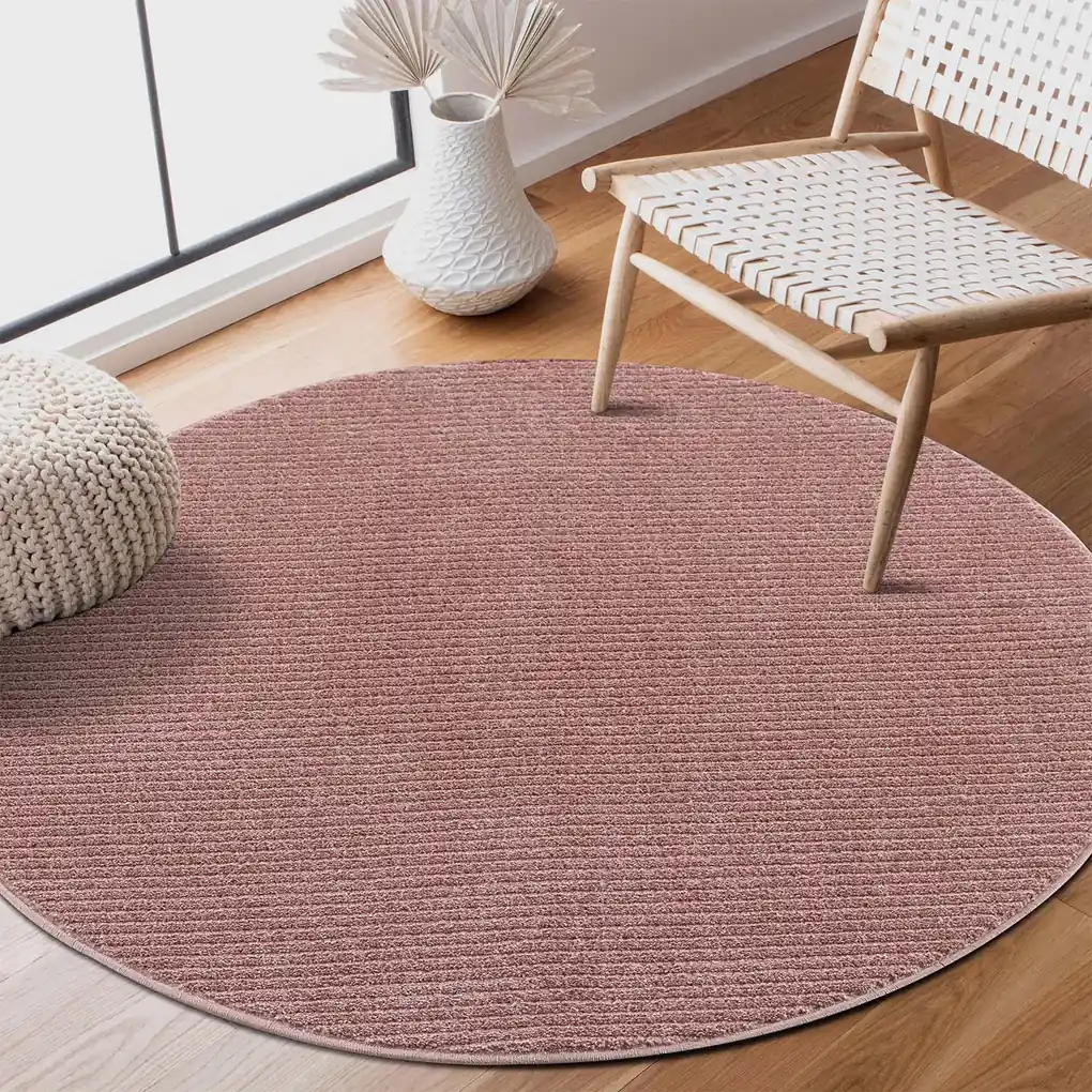 Dekorstudio Okrúhly jednofarebný koberec FANCY 900 - ružový Priemer  koberca: 200cm | BIANO
