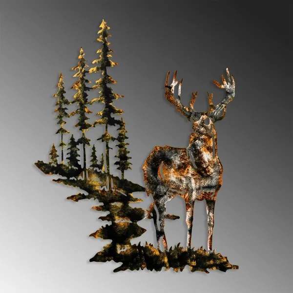 Nástenná dekorácia 65x79 cm jeleň kov