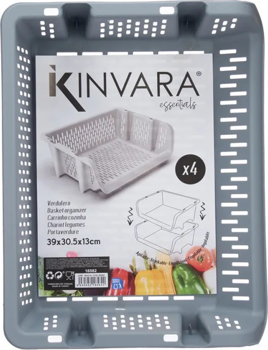 Arte Regal Stohovateľný úložný kôš, stohovateľná prídavná komoda , 1diel, sivý GARMA