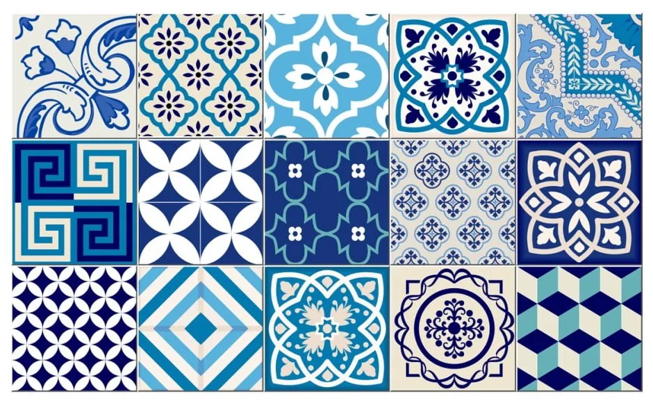 Sada 15 dekoratívnych samolepiek na stenu Ambiance Seaside, 20 × 20 cm