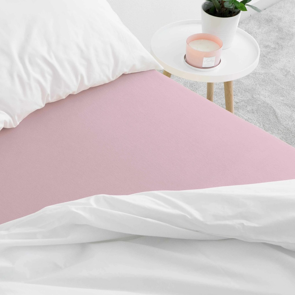 Goldea jersey elastická plachta - púdrovo ružová 200 x 220 cm