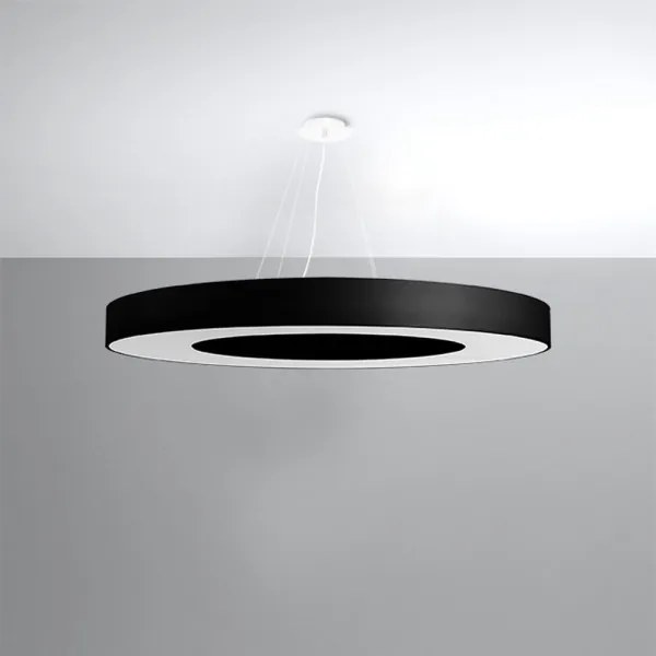 Sollux SL.0798 - Luster na lanku SATURNO SLIM 8xE27/60W/230V pr. 90 cm čierna