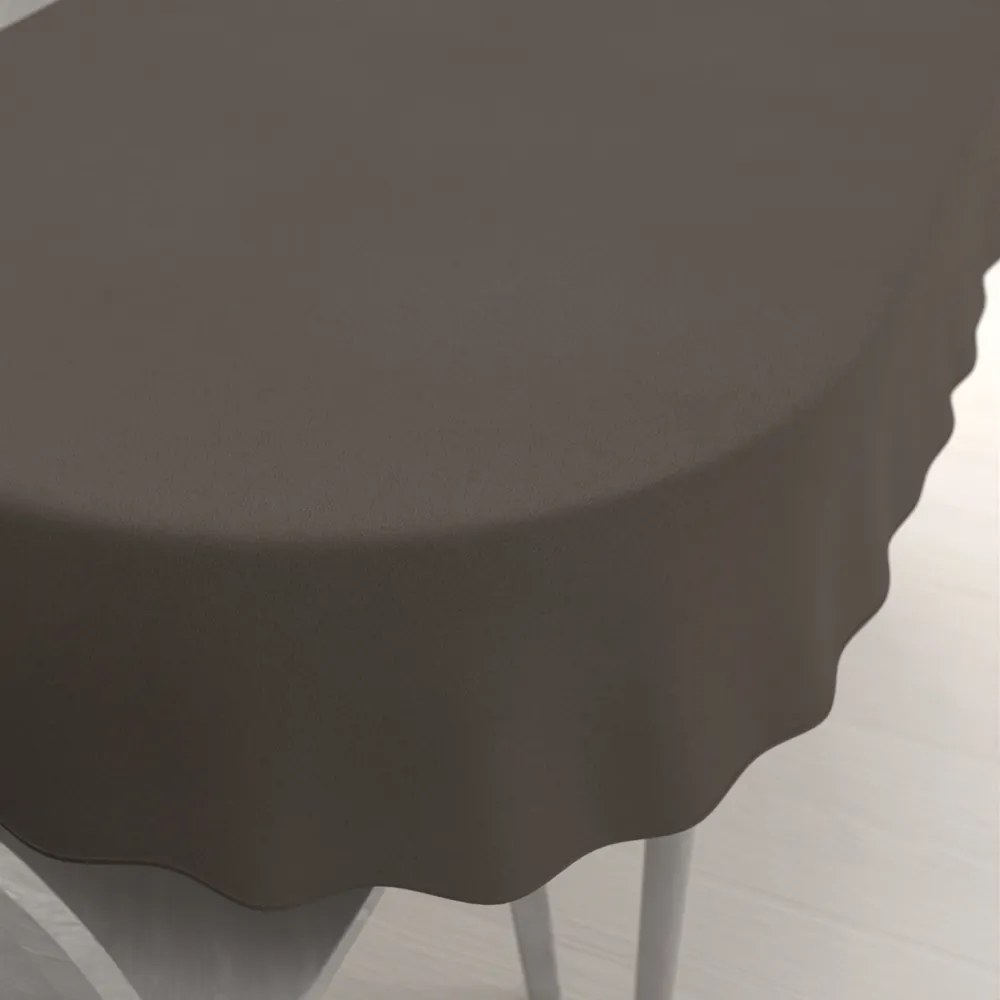 Biante Veľký dekoračný oválny obrus BKU-113 Hnedosivý 200x260 cm