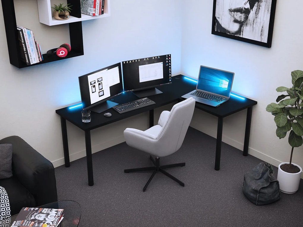 Rohový herný pc stôl Gamer N (čierna) (P). Akcia -19%. Vlastná spoľahlivá doprava až k Vám domov. 1054972