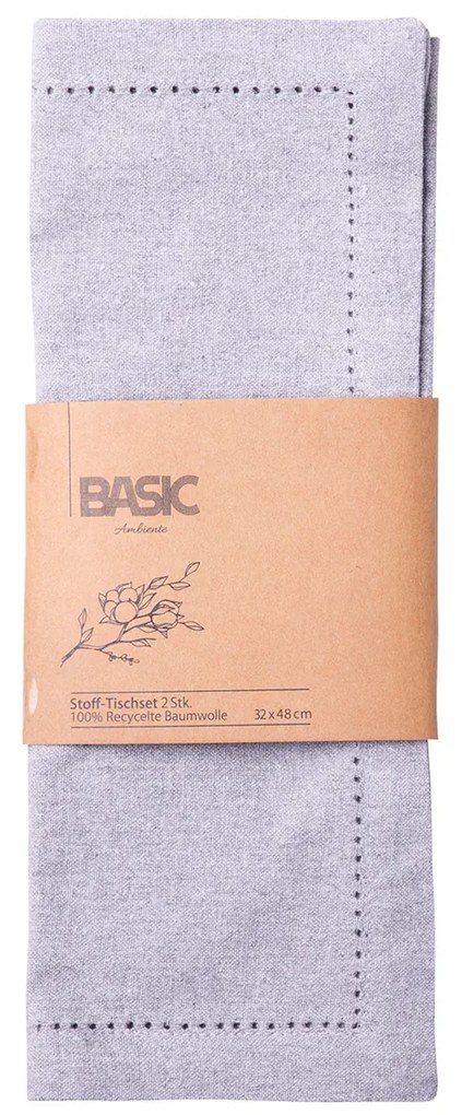 Svetlosivé bavlnené prestieranie 32 x 48 cm 2 ks – Basic Ambiente - 596404