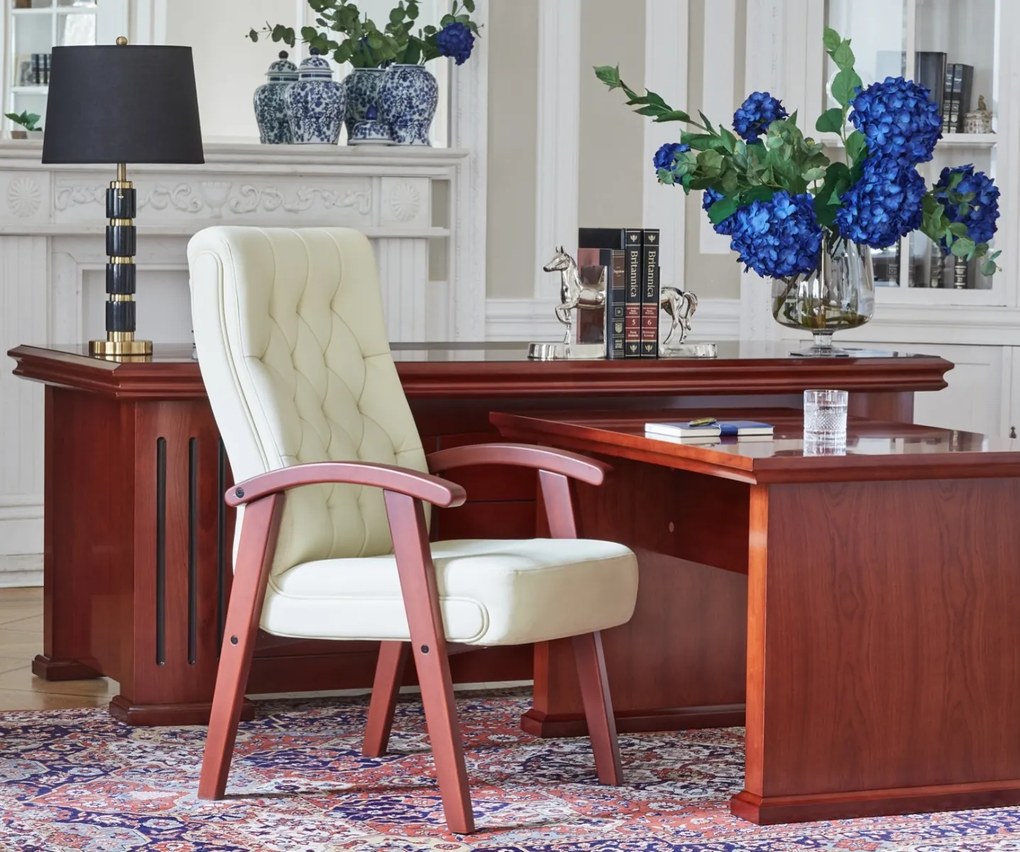 Krémové kožené konferenčné kreslo Consul