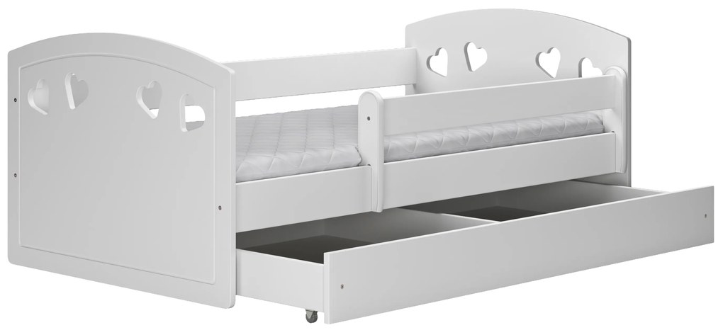 Detská srdiečková posteľ JULIE sa zásuvkou - biela 180x80 cm