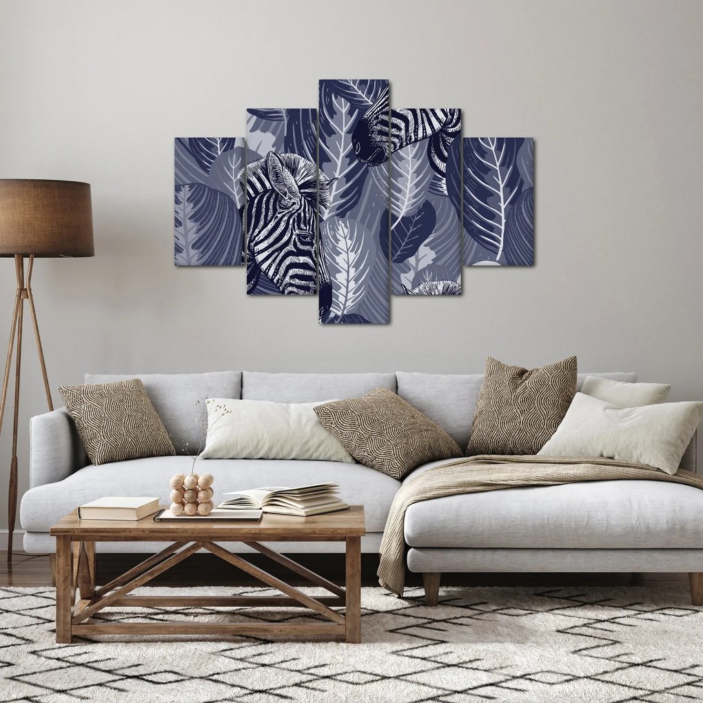 Obraz - Modré zebry (150x105 cm)