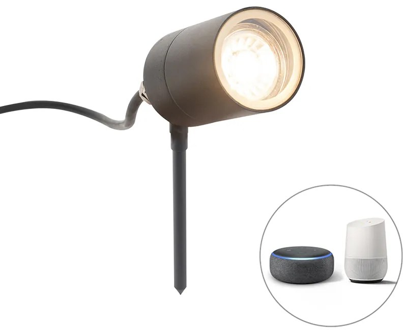 Inteligentné moderné bodové svietidlo na zem s antracitom IP44 vrátane wifi GU10 - Solo