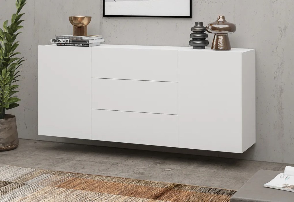 Komoda AVANA 2D3S, 140x63x35, biela/wotan dub