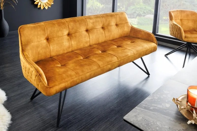 Lavica Euphoria 160cm zamat horčicovo žltá