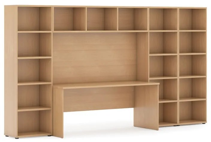 Zostavy knižníc s integrovaným stolom, nižšie/širšie, 3350 x 700/400 x 1923 mm, wenge