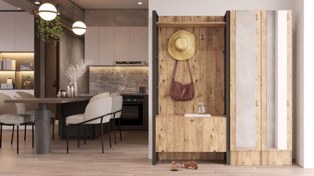 Predsieňová zostava Mele 17 (Borovica atlantic). Akcia -19%. Vlastná spoľahlivá doprava až k Vám domov. 1072604