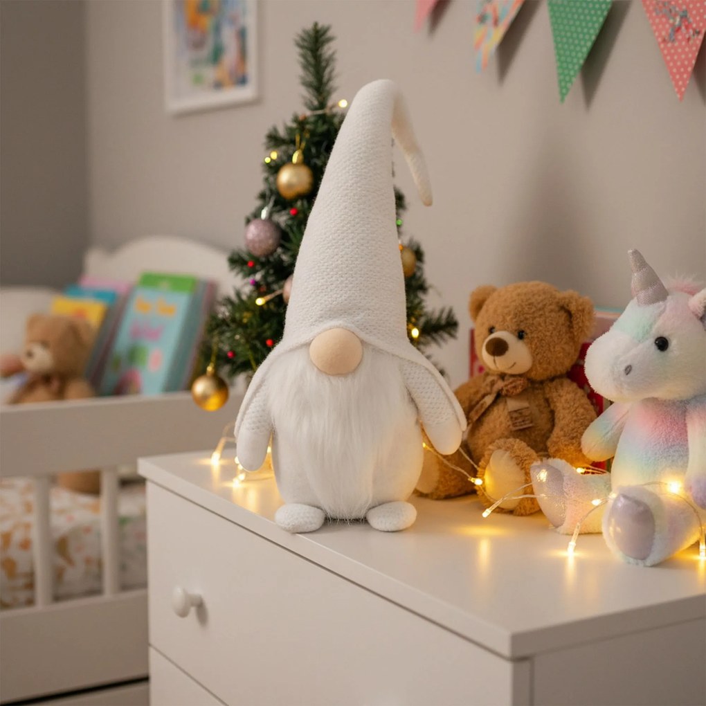 Vianočný škriatok ELF 068 - 50 cm biely