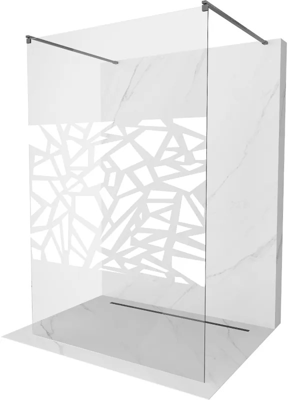 Mexen Kioto, sprchová zástena Walk-In 140 x 200 cm, 8mm číre sklo biely vzor, grafitový profil, 800-140-002-66-85