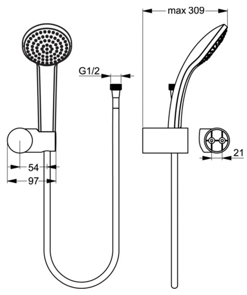 Ideal Standard Set 1 - Sprchový systém s podomietkovou pákovou batériou, komplet, chróm Set 1