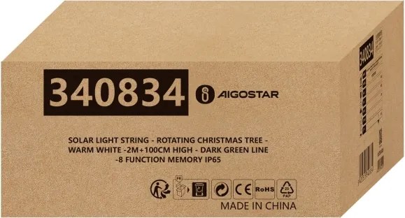 Aigostar - LED Solárna vianočná dekorácia LED/0,59W/3,7V 100 cm IP65 teplá biela