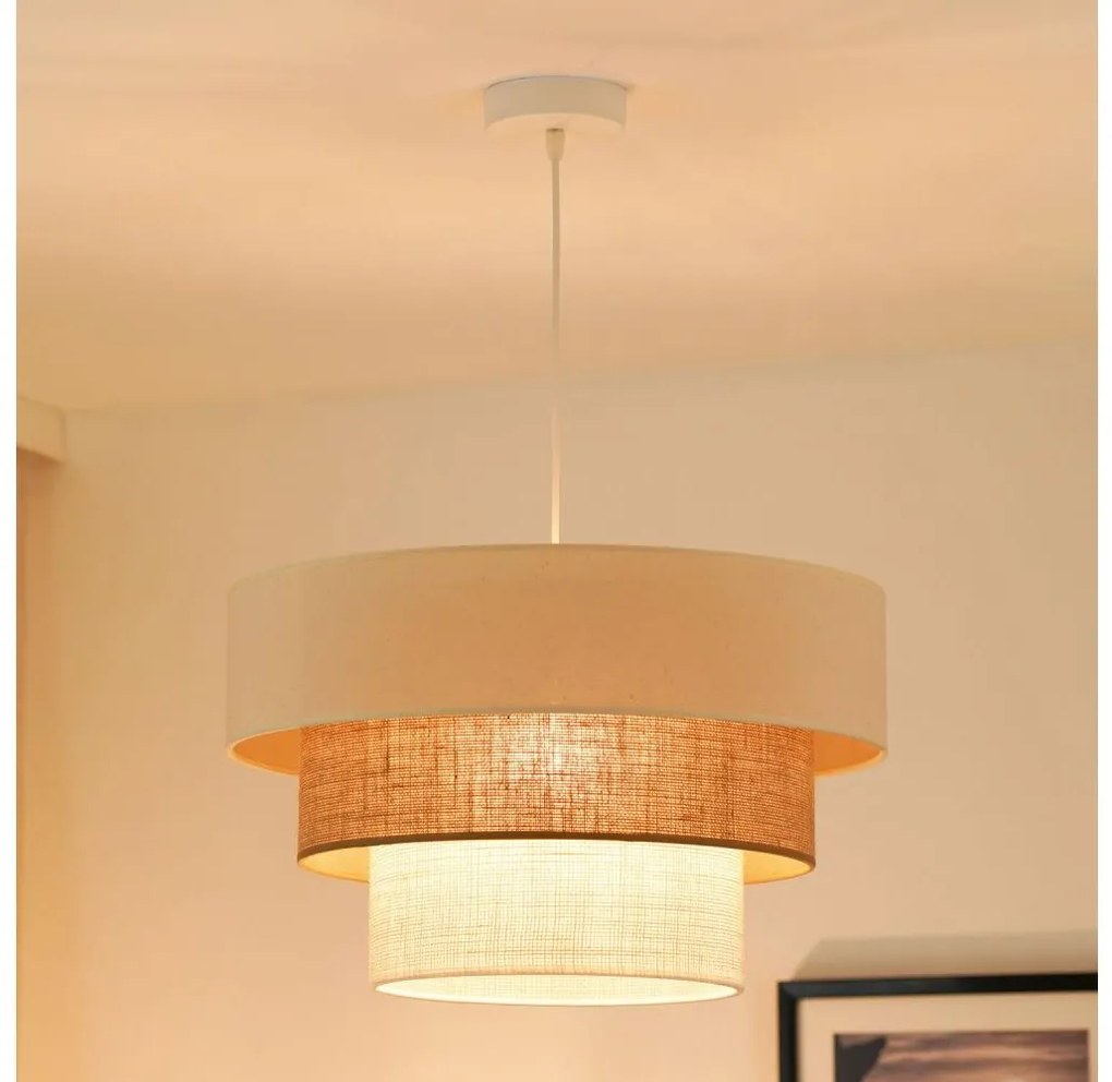 Brilagi -Luster na lanku DENVER LUNETA 1xE27/15W/230V pr. 45 béžová/hnedá/krémová BG1139