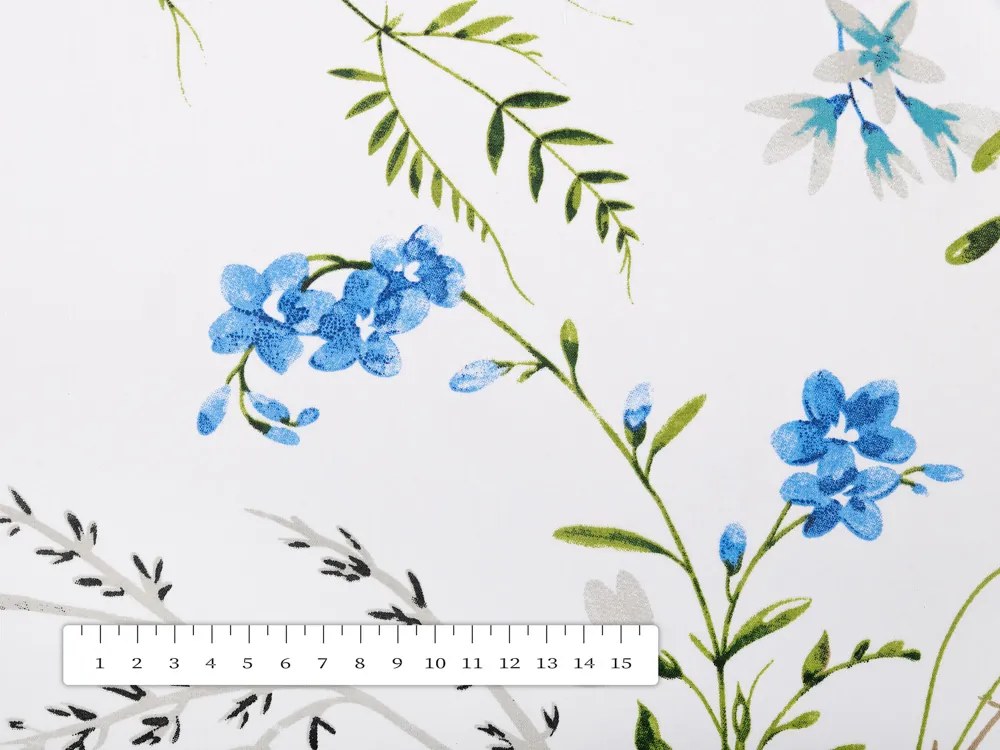 Biante Bavlnená obliečka na vankúš s lemom Sandra SA-453 Modro-ružové kvety na bielom 50 x 50 cm