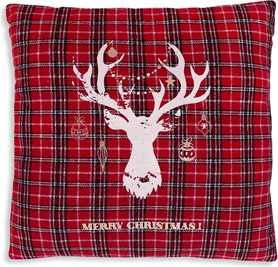 Vianočný dekoračný vankúš Best Time 45x45 cm, parožie