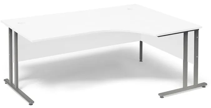 Kancelársky pracovný stôl FLEXUS, pravý rohový, 1800x1200 mm, biely