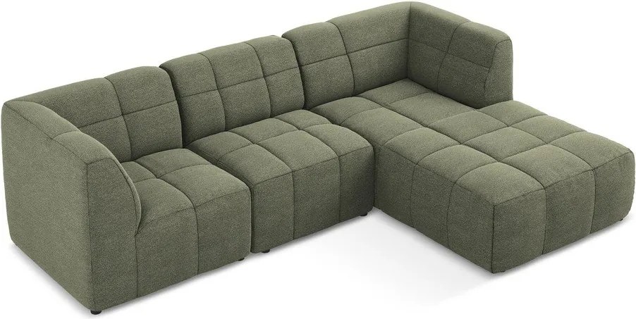 Zelená rohová pohovka z textílie buklé (pravý roh/s leňoškou) Aloha – Makamii