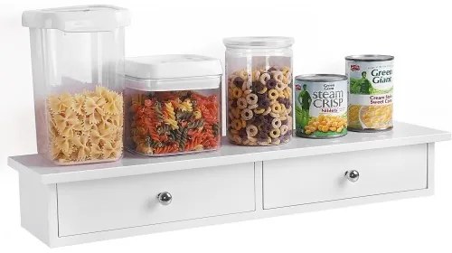 Nástenná polica s 2 zásuvkami SONGMICS LWS65WT