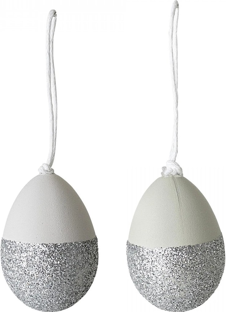 Bloomingville Mini veľkonočné vajíčka Silver glitter - set 2 ks