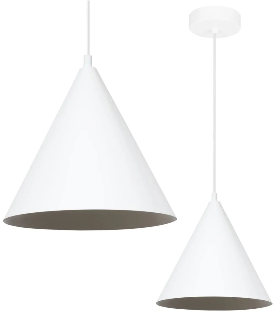 Závesné svietidlo Soho, 1x biele kovové tienidlo, (fi 25cm)