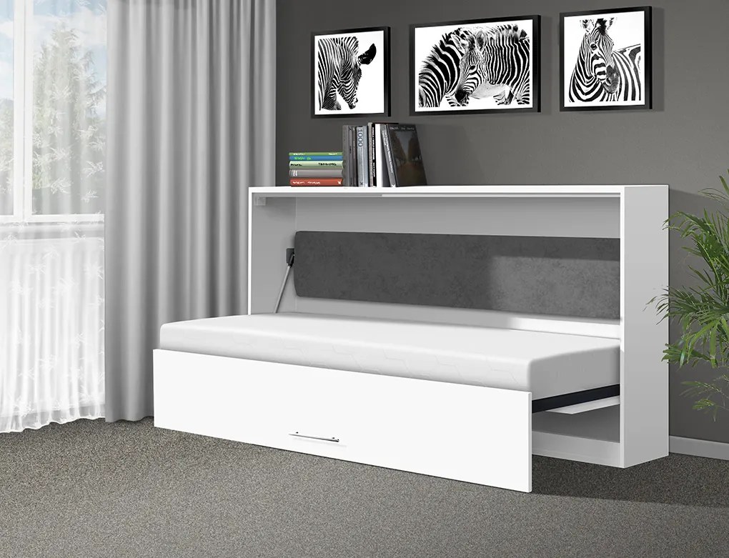 Nabytekmorava Sklápacia posteľ VS1056, 200x90cm farba lamina: orech lyon/biele dvere, Varianta dverí: lesklé