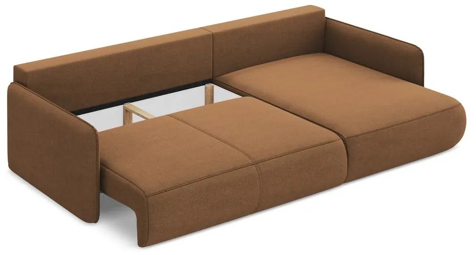 Oranžová rozkladacia/s úložným priestorom rohová pohovka (pravý roh) Nanea – Makamii