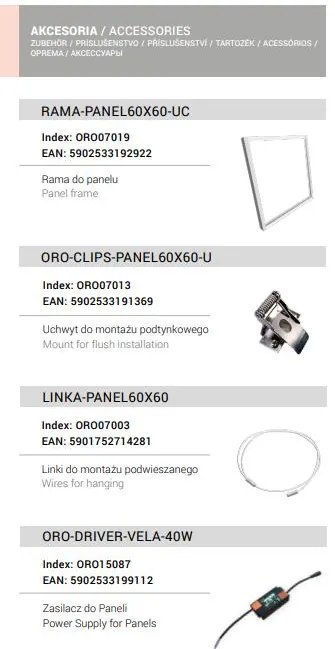 Priemyselné svietidlo LED-POL ORO PANEL VELA 40W ORO07044