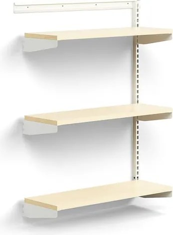 Nástenný regál RELY, prídavná sekcia, laminátové police, 1221x900x300 mm, biela/buk