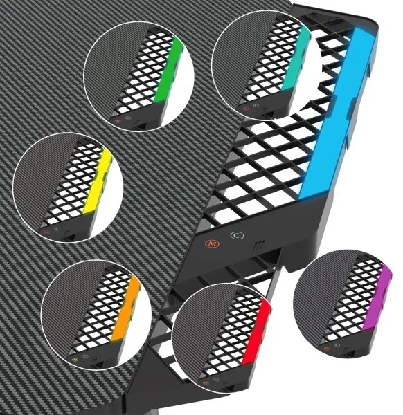 Herný stôl FALCON s LED RGB podsvietením 116x60 cm čierna