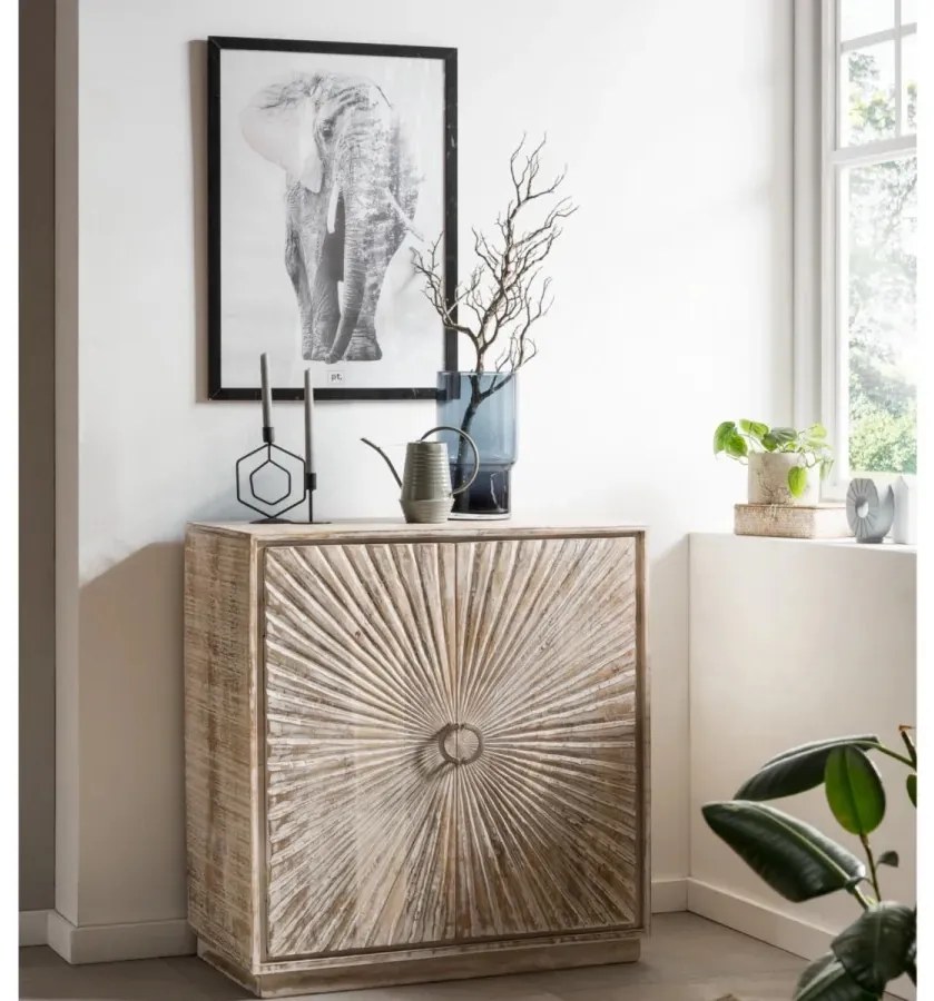 furniture-nabytek.cz - Masívna komoda Zambie z mangového dreva, lakovaná, biela