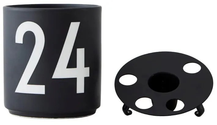 Čierny porcelánový svietnik Design Letters