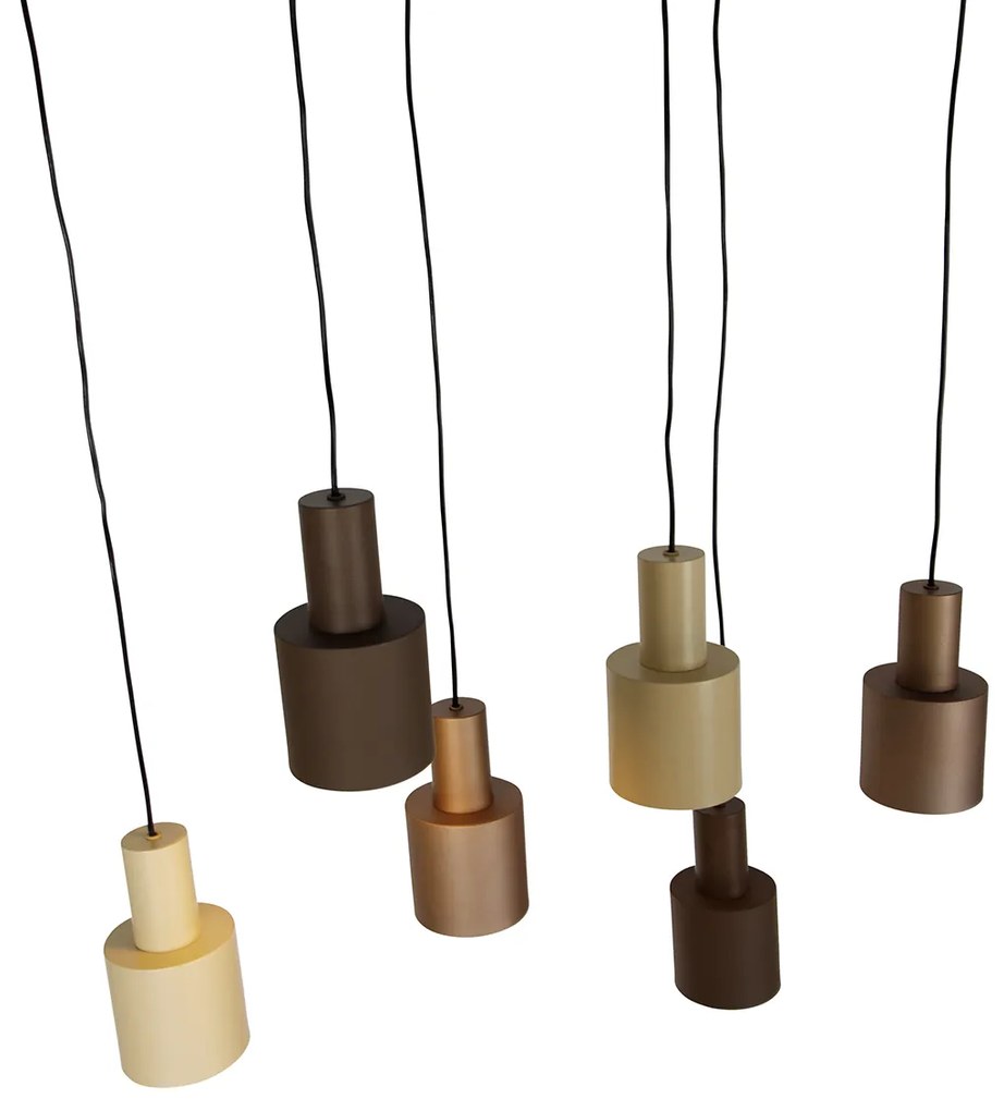 Závesné svietidlo bronzové s hnedou a béžovou 6-svetlo - Ans