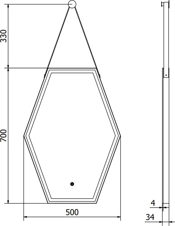 Mexen Orla, LED kúpeľňové zrkadlo s podsvietením a čiernym rámom 50x70 cm, 6000K, ochrana proti zahmlievaniu, 9815-050-070-611-70