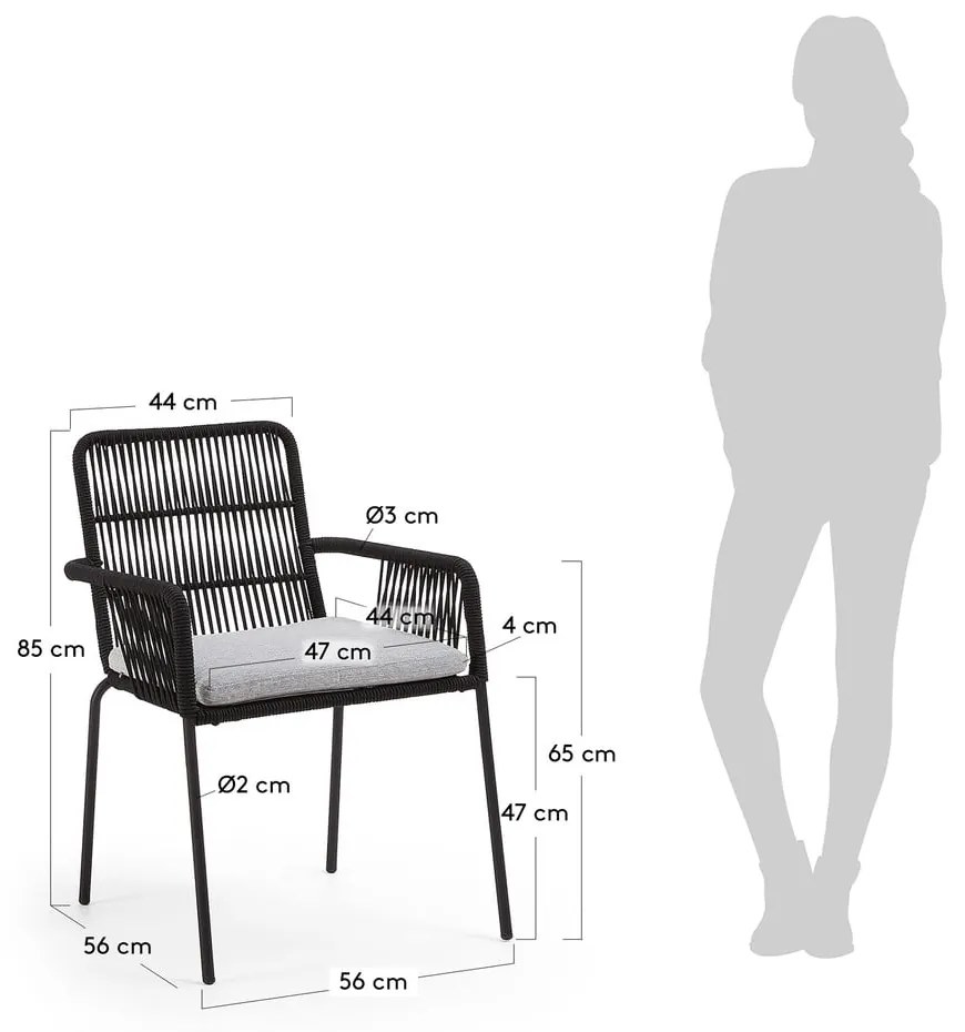 Čierna kovová záhradná stolička Kave Home Samt