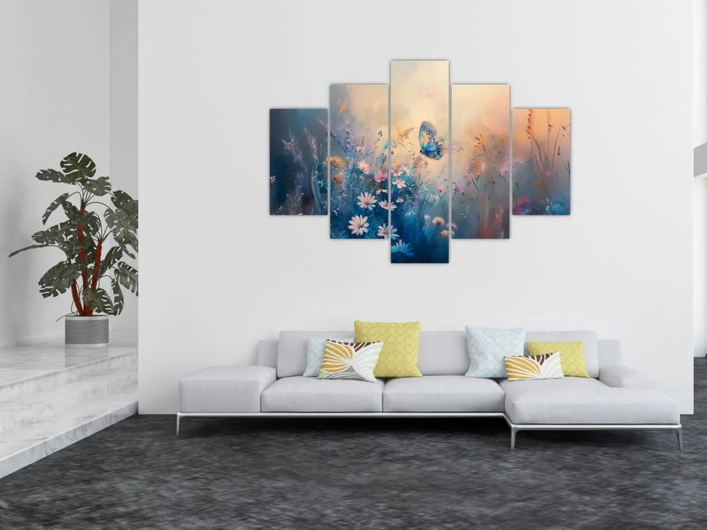 Obraz - Lúka s motýľom (150x105 cm)