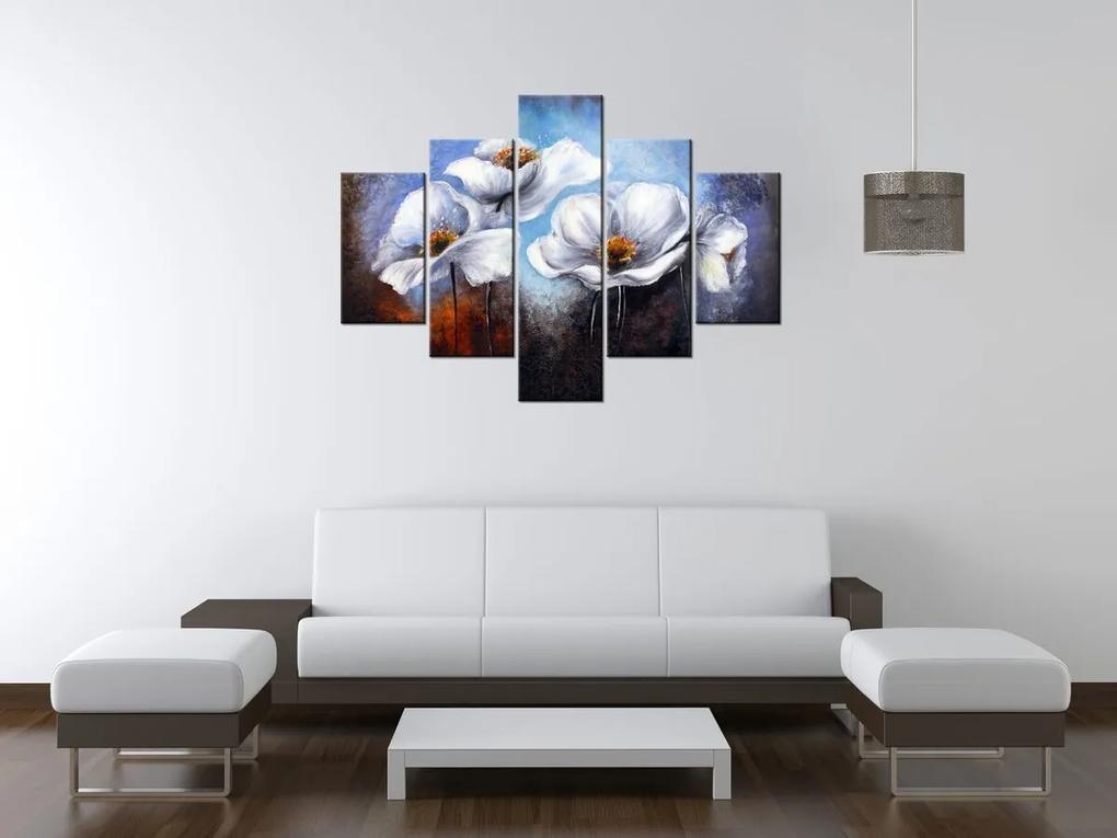 Gario Ručne maľovaný obraz Alpské maky - 5 dielny Rozmery: 100 x 70 cm