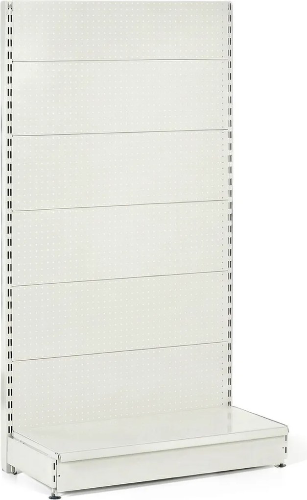 Predajný regál jednostranný, perfo steny, 1900 x 1000 x 450 mm, základná, biela