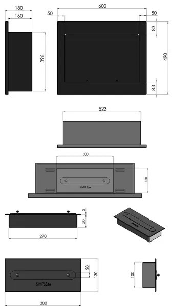 InFire - Vstavaný BIO krb 49x60 cm 3kW čierna