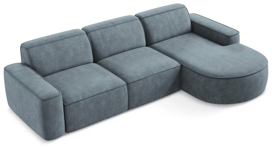 Sivomodrá ženilková rohová pohovka (pravý roh/s leňoškou) Omao – Makamii