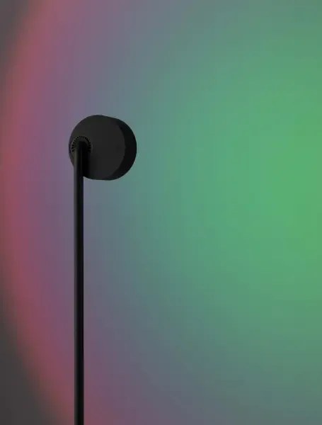 LED čierna stojaca lampa Irida so šošovkami